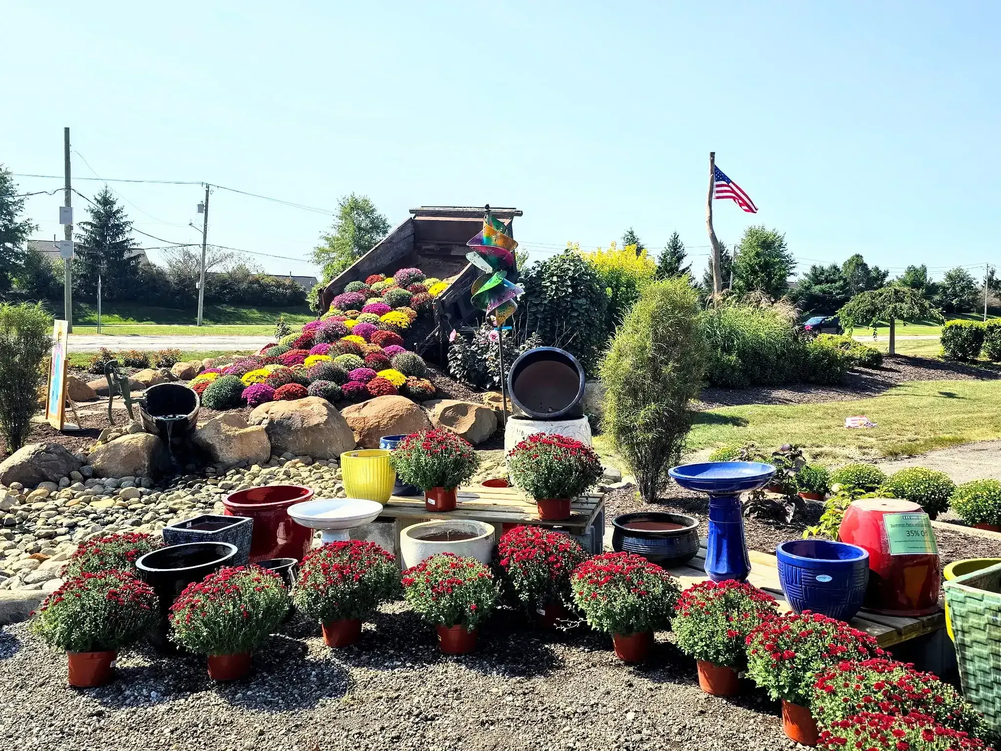 Colorful flowering plants at the KBK Garden Center nursery in Saline, Michigan